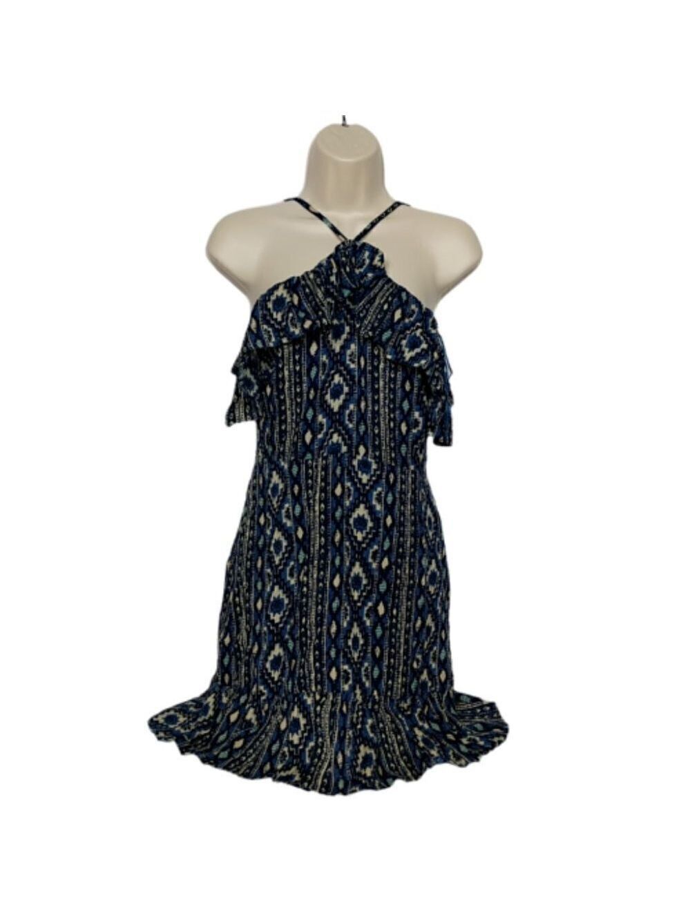 Lost + Wander Blue Cream Geometric Tribal Sundress Small